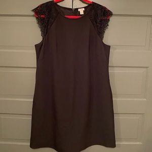 JCrew Cap Sleeve Lace Shift Dress Size 14 Black